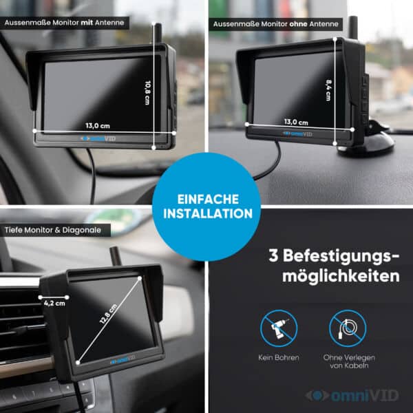 omniVID Equi-Cam Bundle(Rückfahrkamera & Hängerkamera) mit Monitor 5 Zoll - Sicherheit für Pferd und Ladung – Bild 6